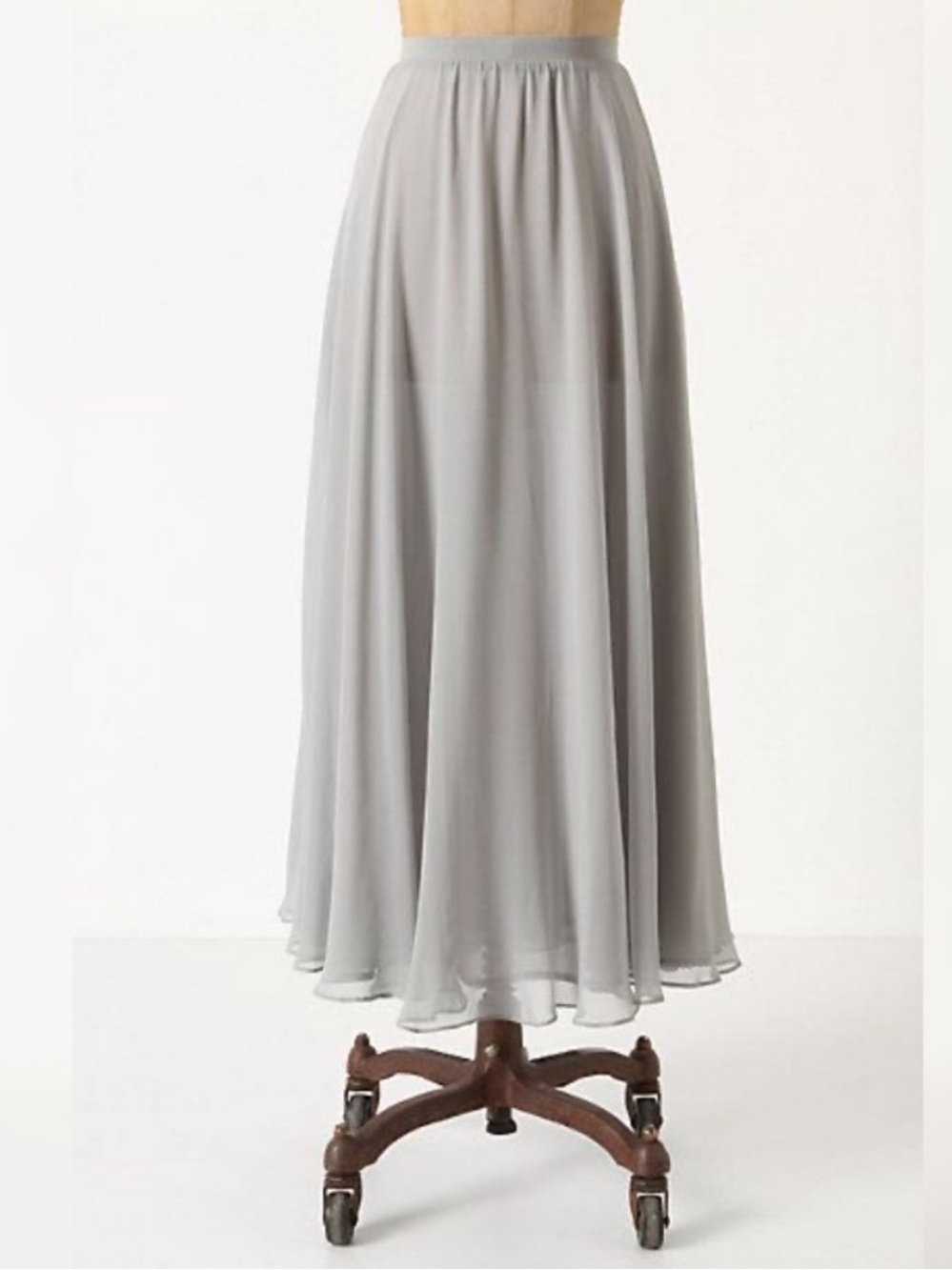 Anthropologie Unfettered Gray Silk Maxi Skirt
